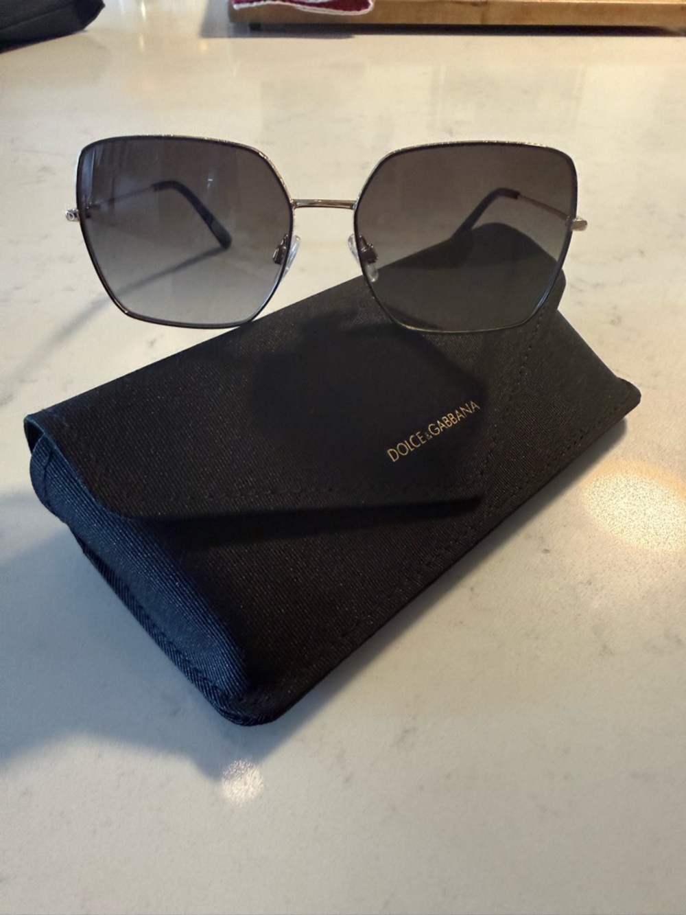 Dolce & Gabbana Gold and Black Square Gradient Sunglasses